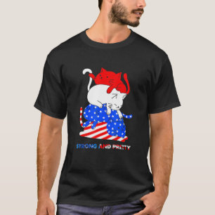 T-shirt Chat Fort Et Joli Drapeau Américain Chat 4H De Jui