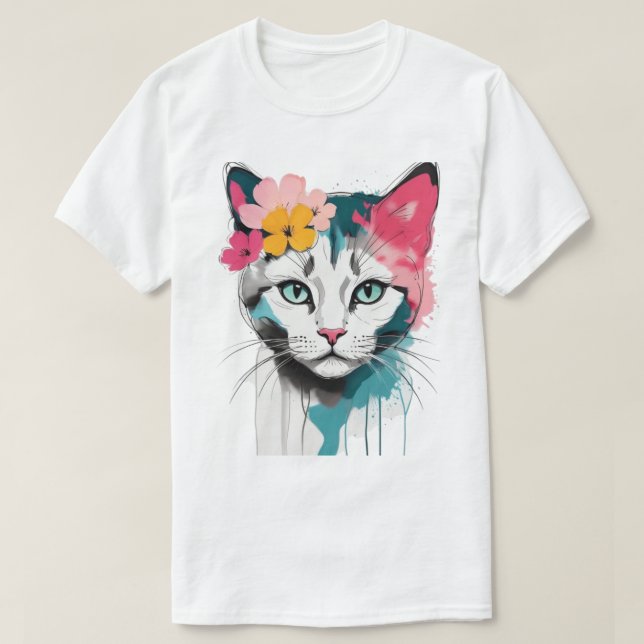 T-shirt Chat Fou . (Design devant)