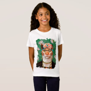 T-Shirt chat Frida avec des fleurs