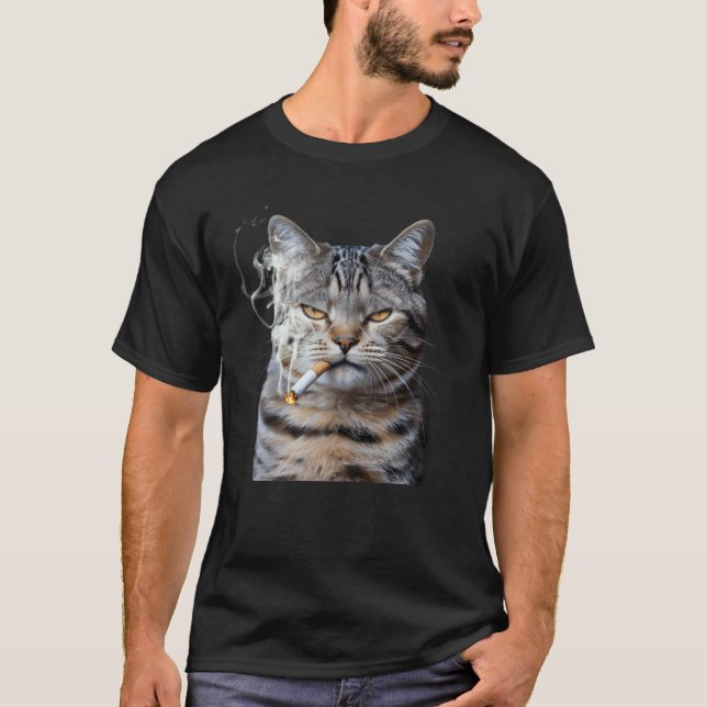 T-shirt Chat fumant cigarette Kitty Meme Génération Z Anim (Devant)