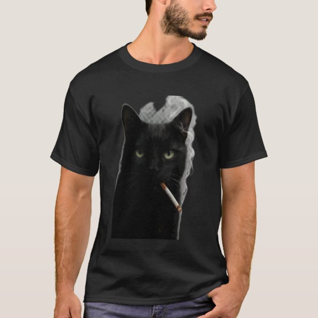 T-shirt Chat fumant cigarette T (Devant)
