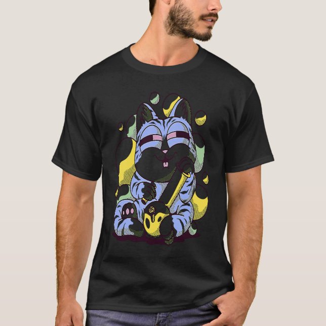 T-shirt chat fumeur bong (Devant)