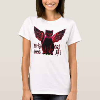 T-shirt Chat Funky Noir (T-Shirt long manches dames)