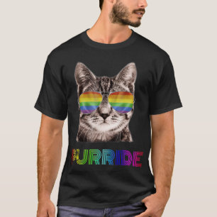 T-SHIRT CHAT FUNNY PURRIDE LGBT PRIDE CHEMISE