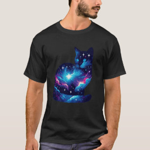 T-shirt Chat galactique silhouette galaxie chaton nuit éto