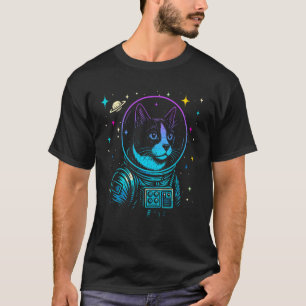 T-shirt Chat Galaxie Coloré Astronaute Smoking Chat Amour