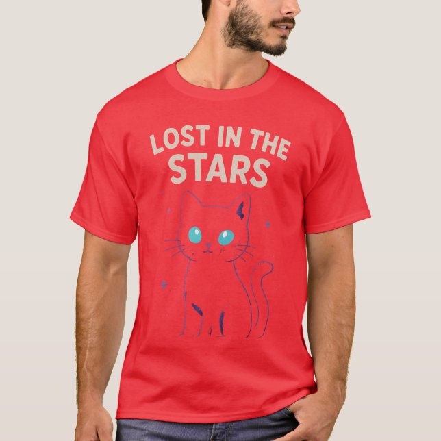T-shirt Chat Galaxie – Perdu dans les Étoiles (Devant)