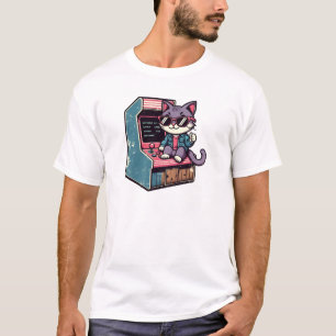 T-shirt Chat Gamer Retro   Style d'arcade Bootleg vintage