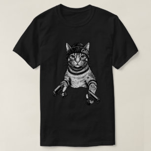 T-shirt Chat Gangster Tatoué Art Kitty Streetwear Cool