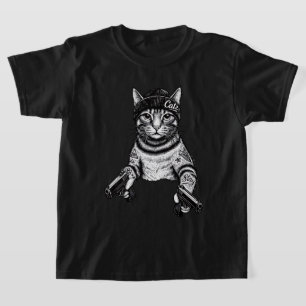 T-shirt Chat Gangster Tatoué Art Kitty Streetwear Cool