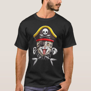 T-shirt Chat Garçons Hommes Pirate Jolly Roger Drapeau Crâ