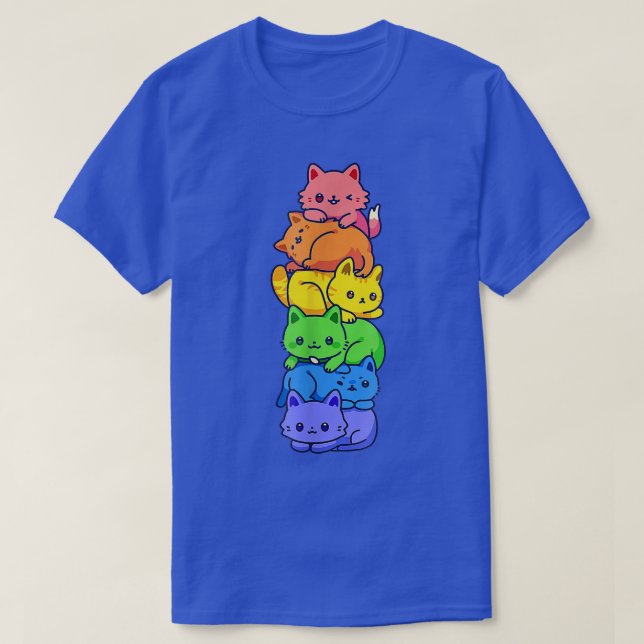 T-shirt Chat gay pride LGBT Kawaii Chats Pile mignonne Ani (Design devant)