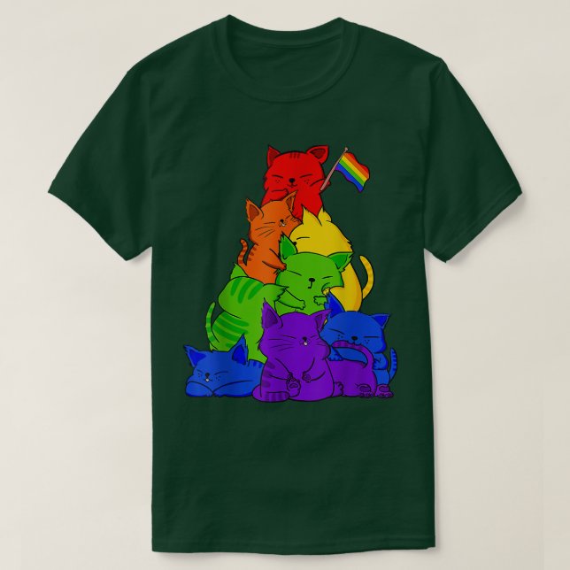 T-shirt Chat gay pride LGBT Kawaii Chats Pile mignonne Ani (Design devant)