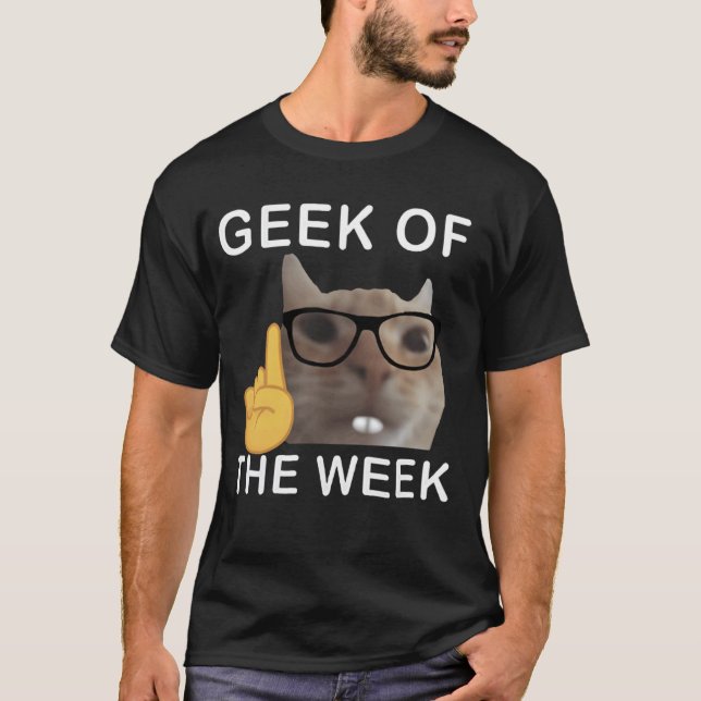 T-shirt Chat Geek de la semaine & Chat MEME DRÔLE Chat VIN (Devant)