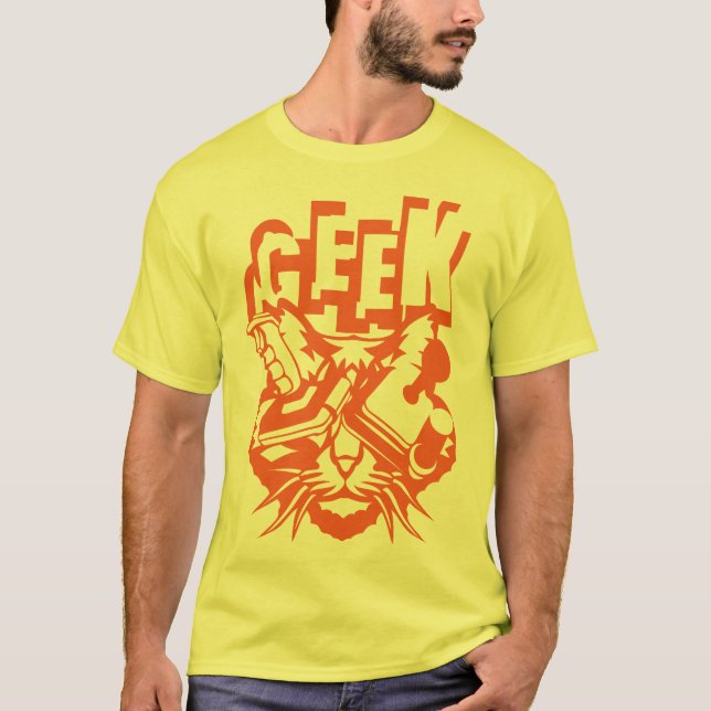 T-shirt chat geek manette jeux joystick video  (Devant)
