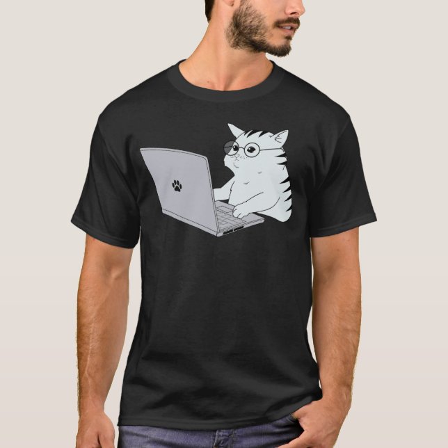 T-shirt Chat geek travail à domicile (Devant)