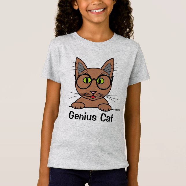 T-Shirt Chat Génie Avec Lunettes Drôle (Devant)