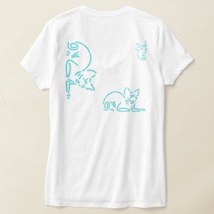 T-shirt Chat Géométrique Abstrait Construction de Ligne