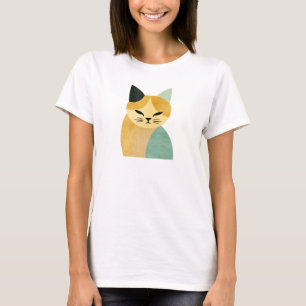 T-shirt Chat géométrique minimaliste scandinave moderne