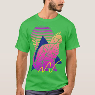 T-shirt Chat géométrique vintage des années 80 avec couche
