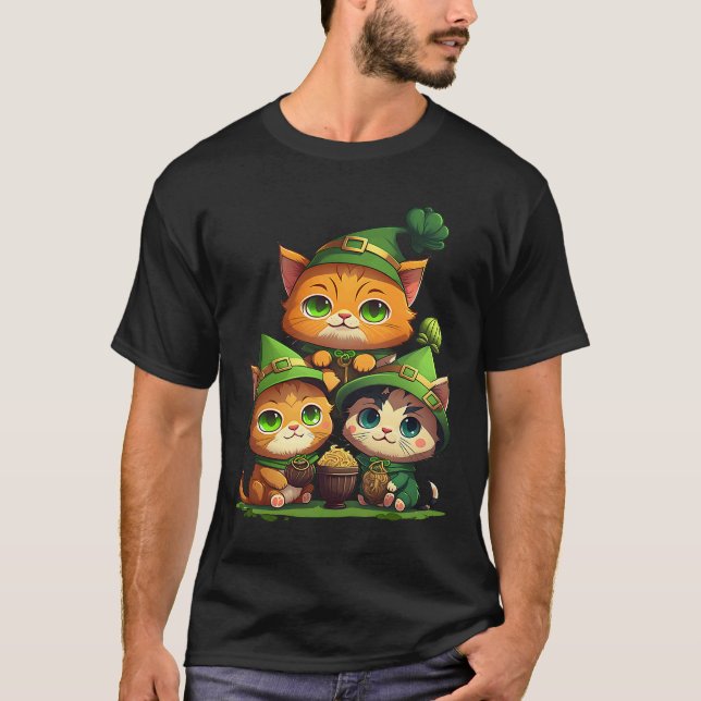 T-shirt Chat Gnomes Fête de la Saint-Patrick Chat (Devant)