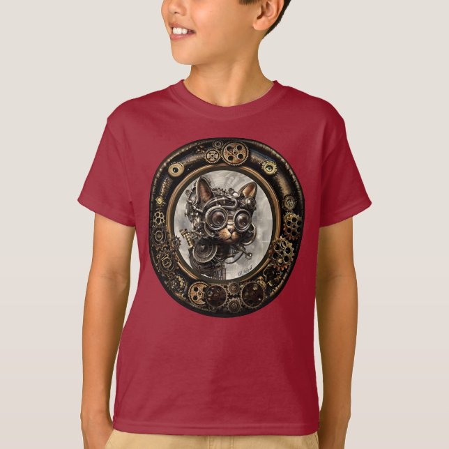 T-shirt Chat Goggings Steampunk (Devant)
