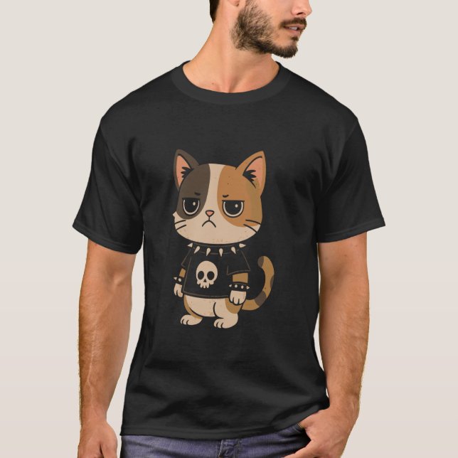 T-shirt Chat gothique punk (Devant)