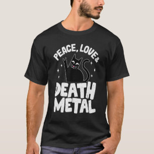 T-shirt Chat gothique punk rock métal Peace Love & Death M