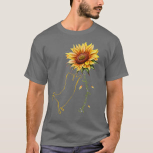 T-shirt Chat Graphic, Chat Sunflower Chemise, Chat Sunshin