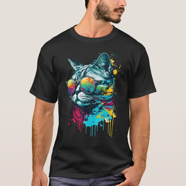 T-shirt Chat graphique coloré Chat (Devant)