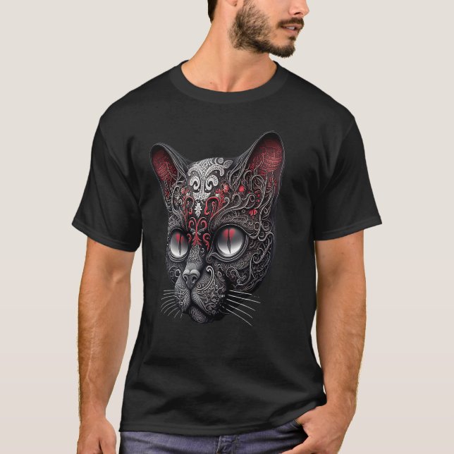 T-shirt Chat graphique crâne de sucre (Devant)