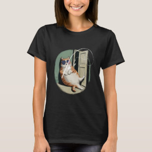 T-shirt chat grassouillet Chat de pêche avec une perche Po