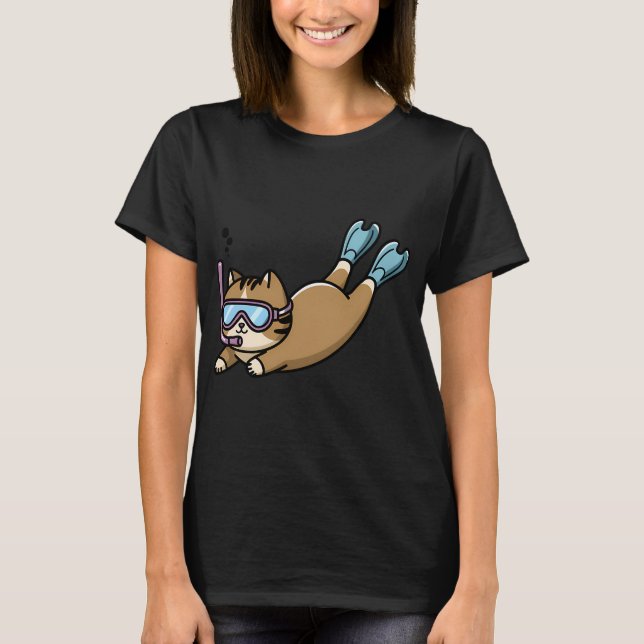 T-shirt Chat grassouillet dans la mer bleue profonde (Devant)