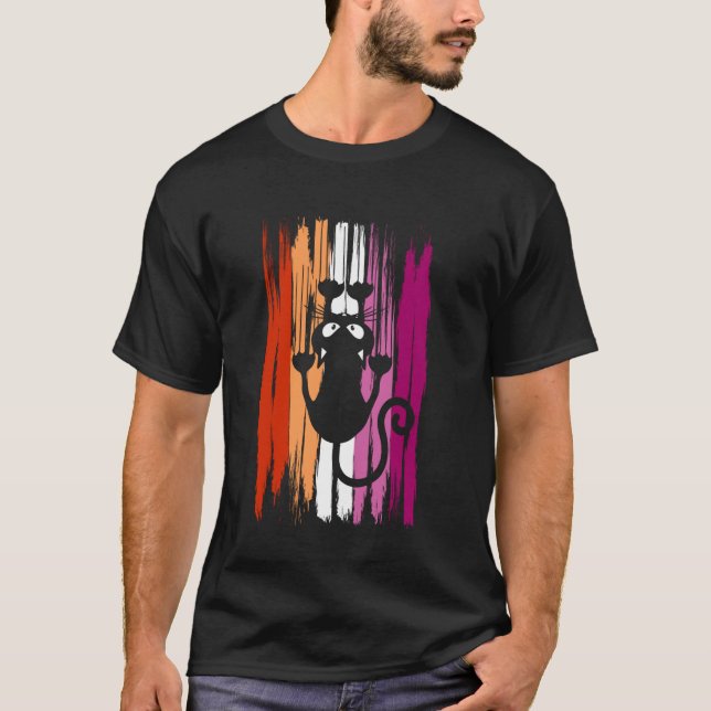 T-shirt Chat grimpeur avec des égratignures et couleur de  (Devant)