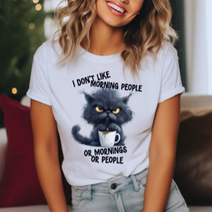 T-shirt Chat Grincheux Je N'aime Pas Les Gens Du Matin