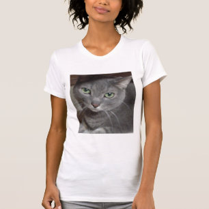 T-shirt Chat gris bleu russe