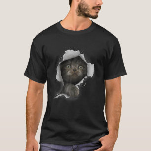 T-shirt Chat Gris Chat Chat Vêtement Déchiré Chatons
