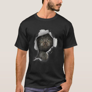 T-shirt Chat Gris Chat Chat Vêtement Déchiré Chatons