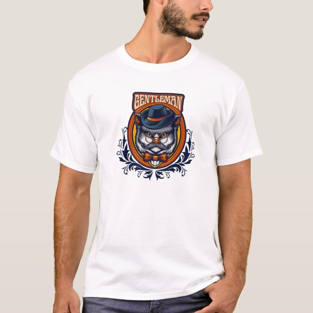 T-shirt Chat gris élégant Dapper Gentleman - Convient (Devant)