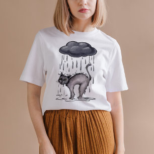 T-shirt Chat gris le jour de la pluie