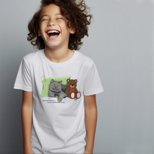 T-shirt Chat gris ours en peluche