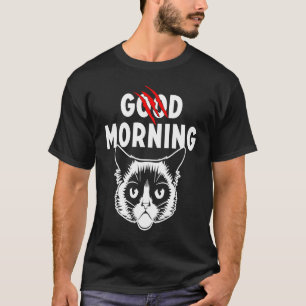 T-shirt chat grognon du matin collègues bonjour