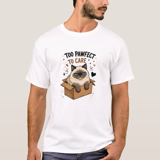 T-shirt Chat Grumpy Drôle dans une Boîte Trop Parfait pour (Devant)