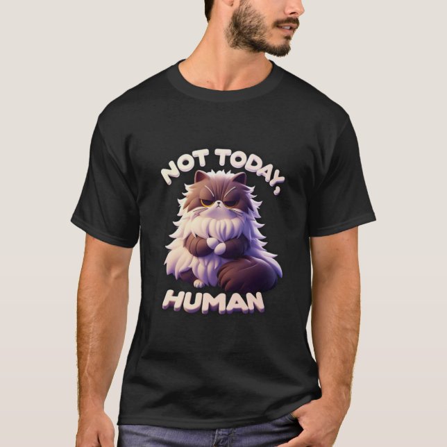 T-shirt Chat Grumpy "Pas Aujourd'Hui, Humain" Drôle T-shir (Devant)