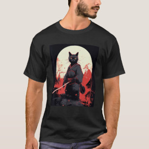T-shirt Chat guerrier japonais Ninja Masque Kitsune