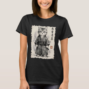 T-shirt Chat Guerrier Samouraï Anime Art Japonais Kawaii C