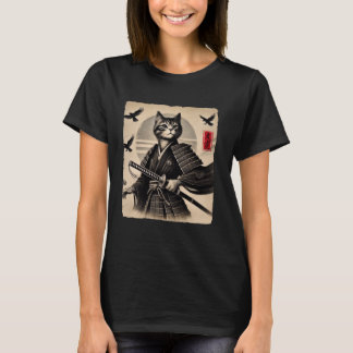 T-shirt Chat guerrier samouraï Art japonais Chat Ukiyo Gra