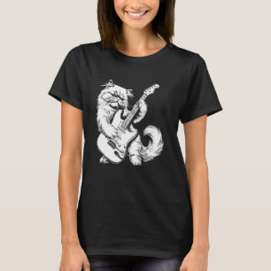 T-shirt Chat Guitariste Guitare - Persan Papa Maman