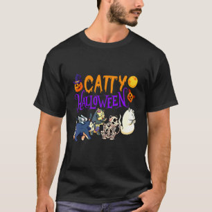 T-shirt Chat Halloween chat Vêtements fantôme de chat 4