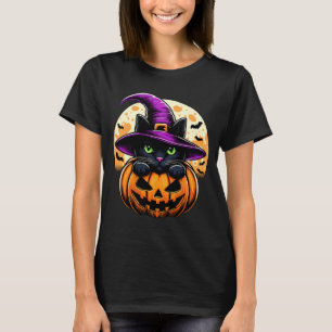T-shirt Chat Halloween Citrouille Chat Noir Performance